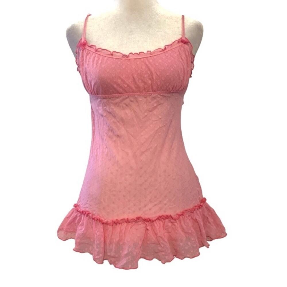 Rare Vintage Victoria’s Secret Angels Pink Swiss Dot Babydoll Slip S
